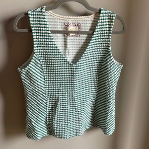Anthropologie Sleeveless Top- green and white size medium